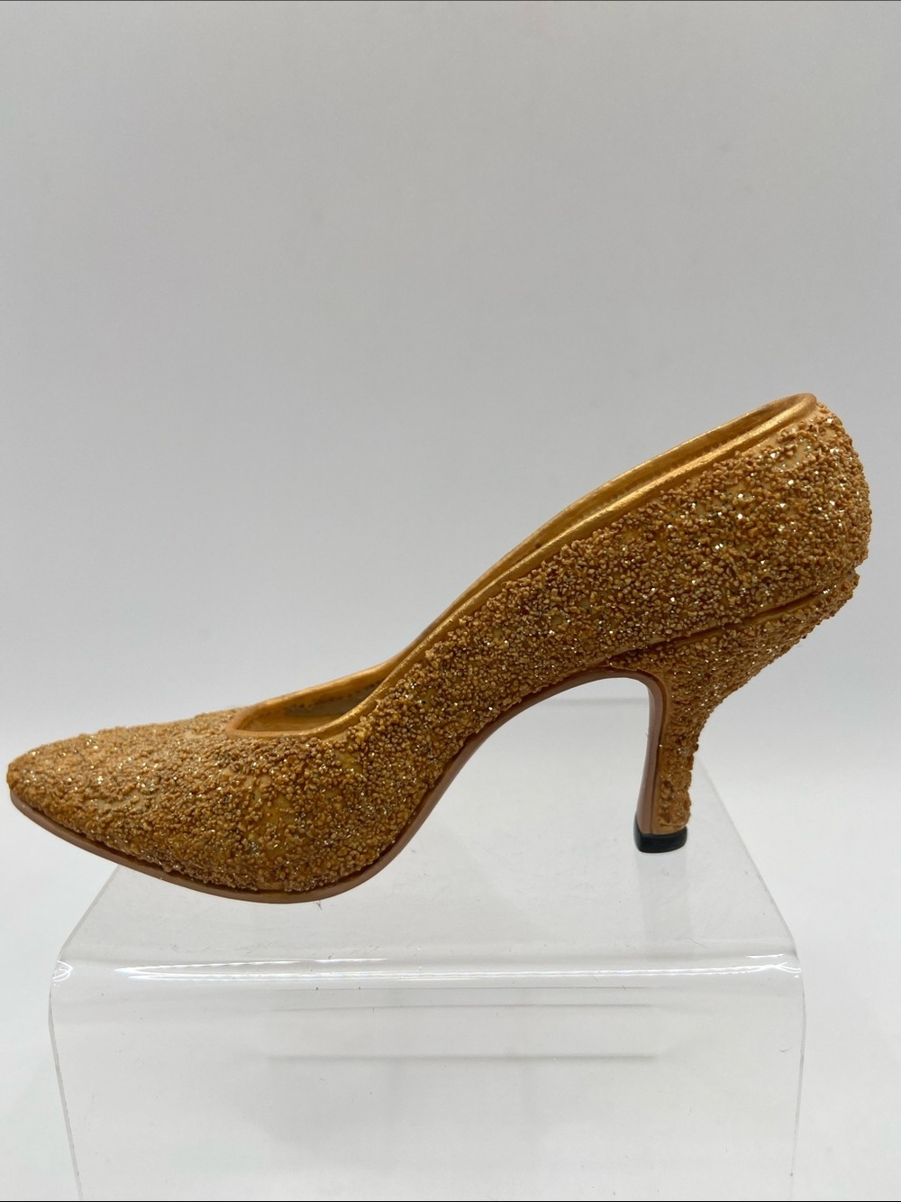 Just The Right Shoe by Raine Golden Stiletto Miniature Shoe Figurine Collectible
